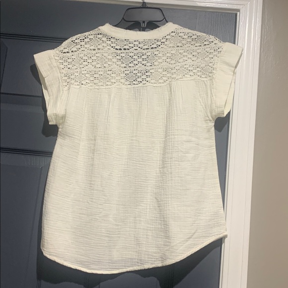 Frye Cream Crochet Accent Blouse - Picture 2 of 3